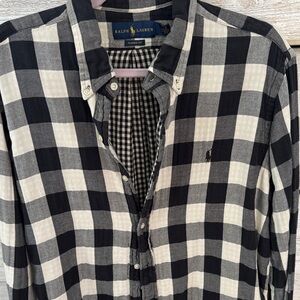 Ralph Lauren Men's Black and White Plaid Shirt